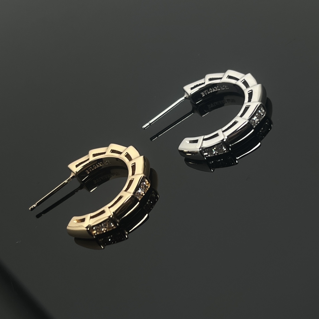 Snake Bone Earrings with Diamonds