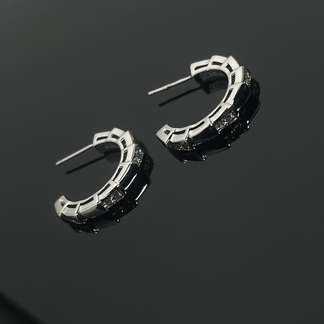 Snake Bone Earrings with Diamonds