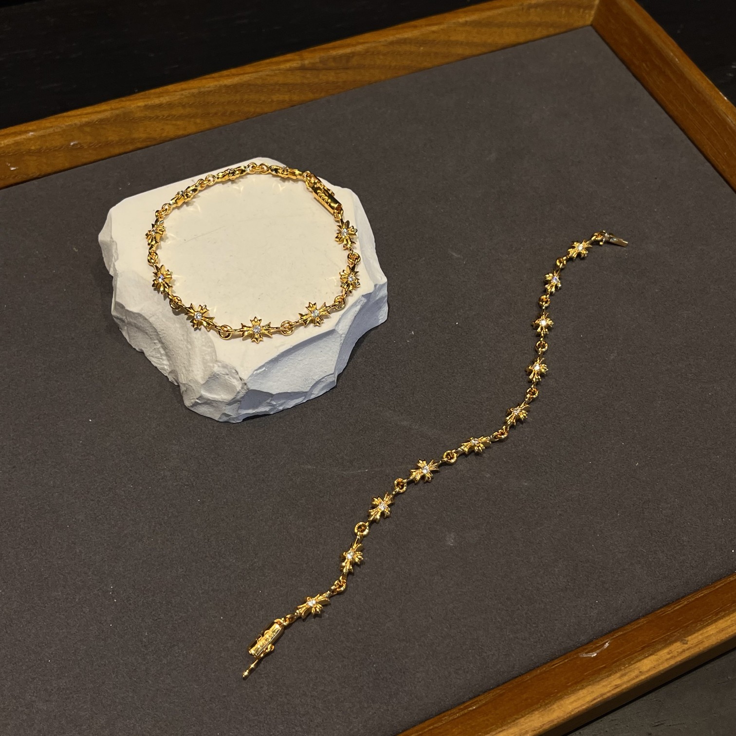 Gold Long Cross Bracelet