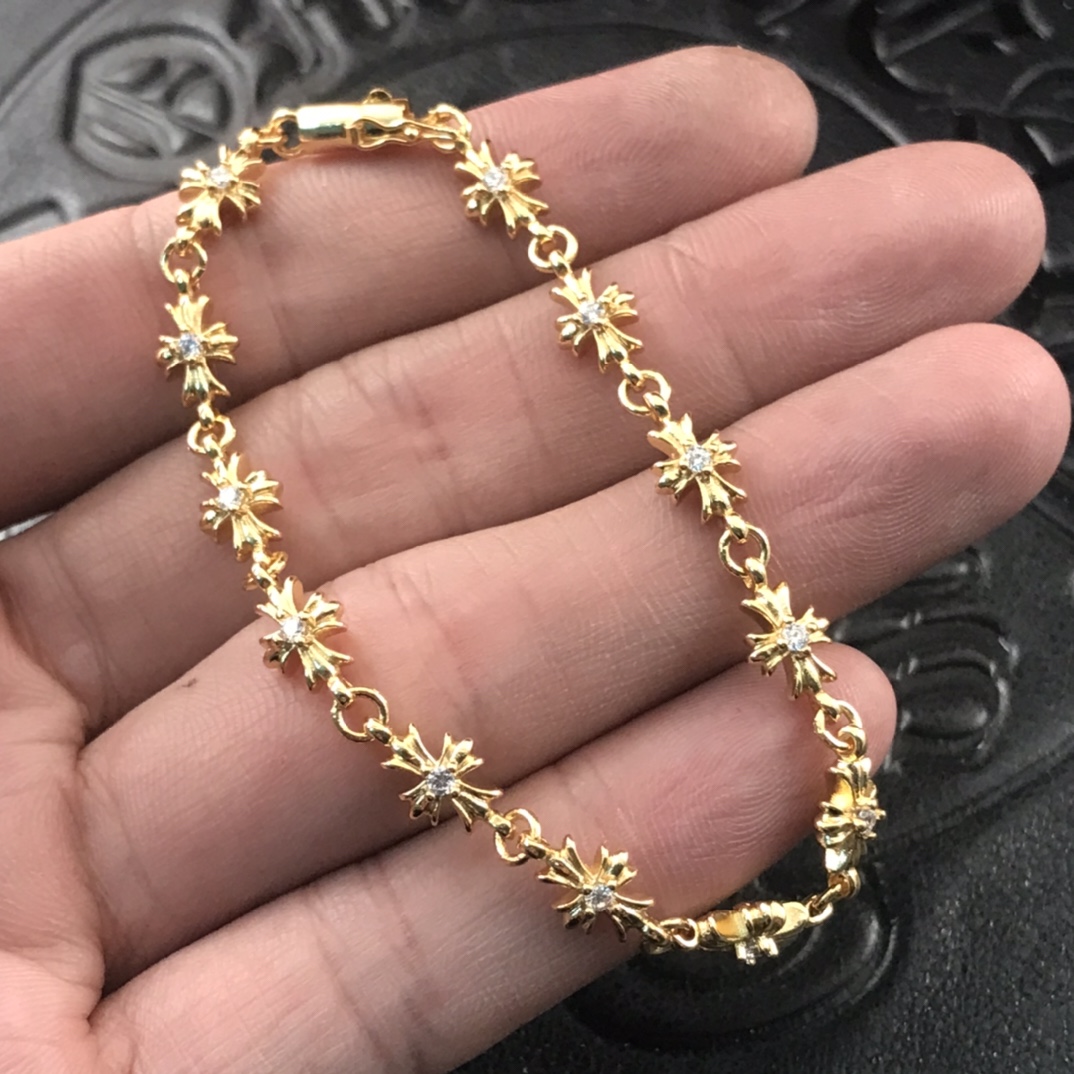 22K Diamond Cross Bracelet