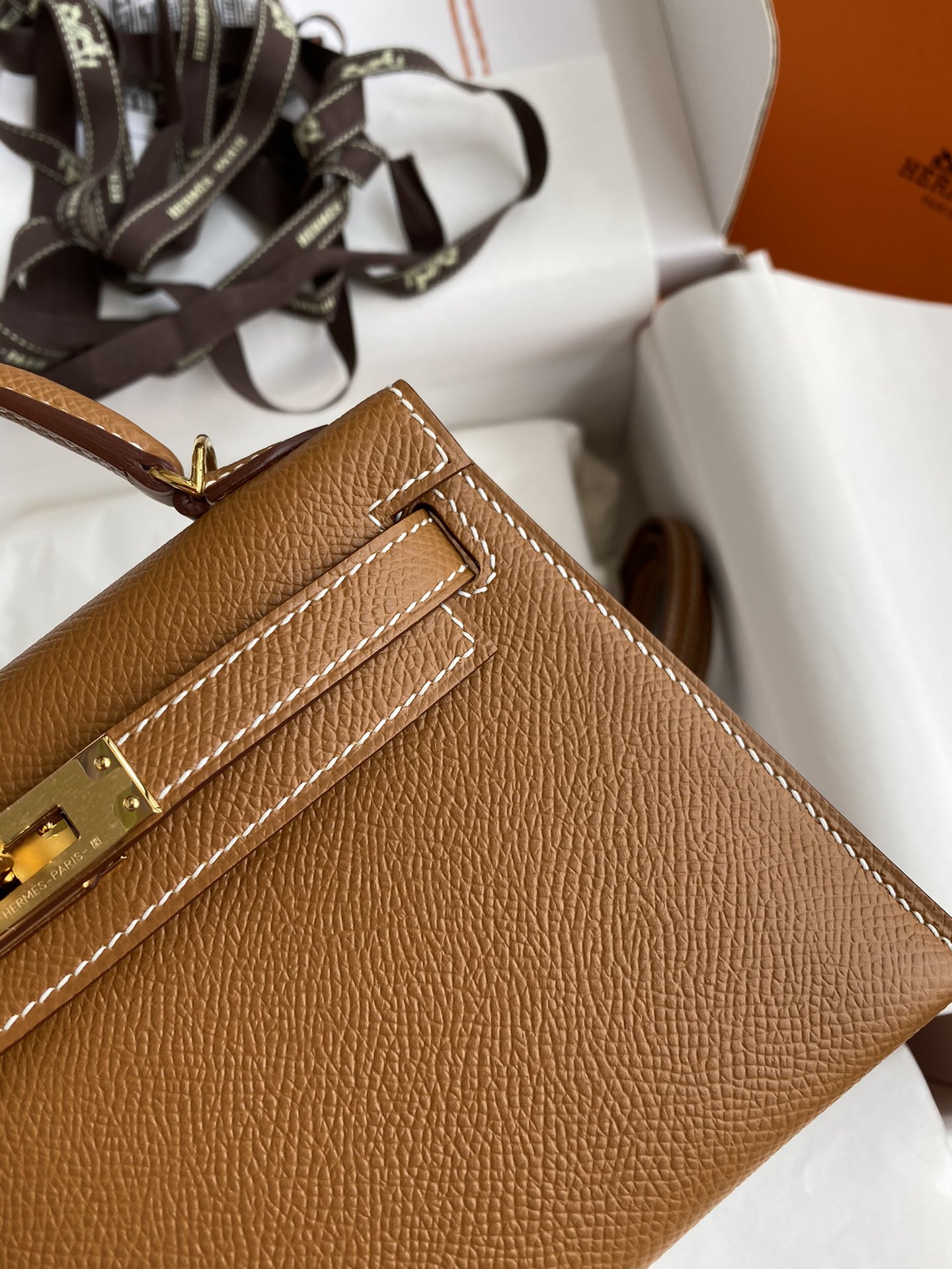 Mini Kelly Bag Brown and Gold