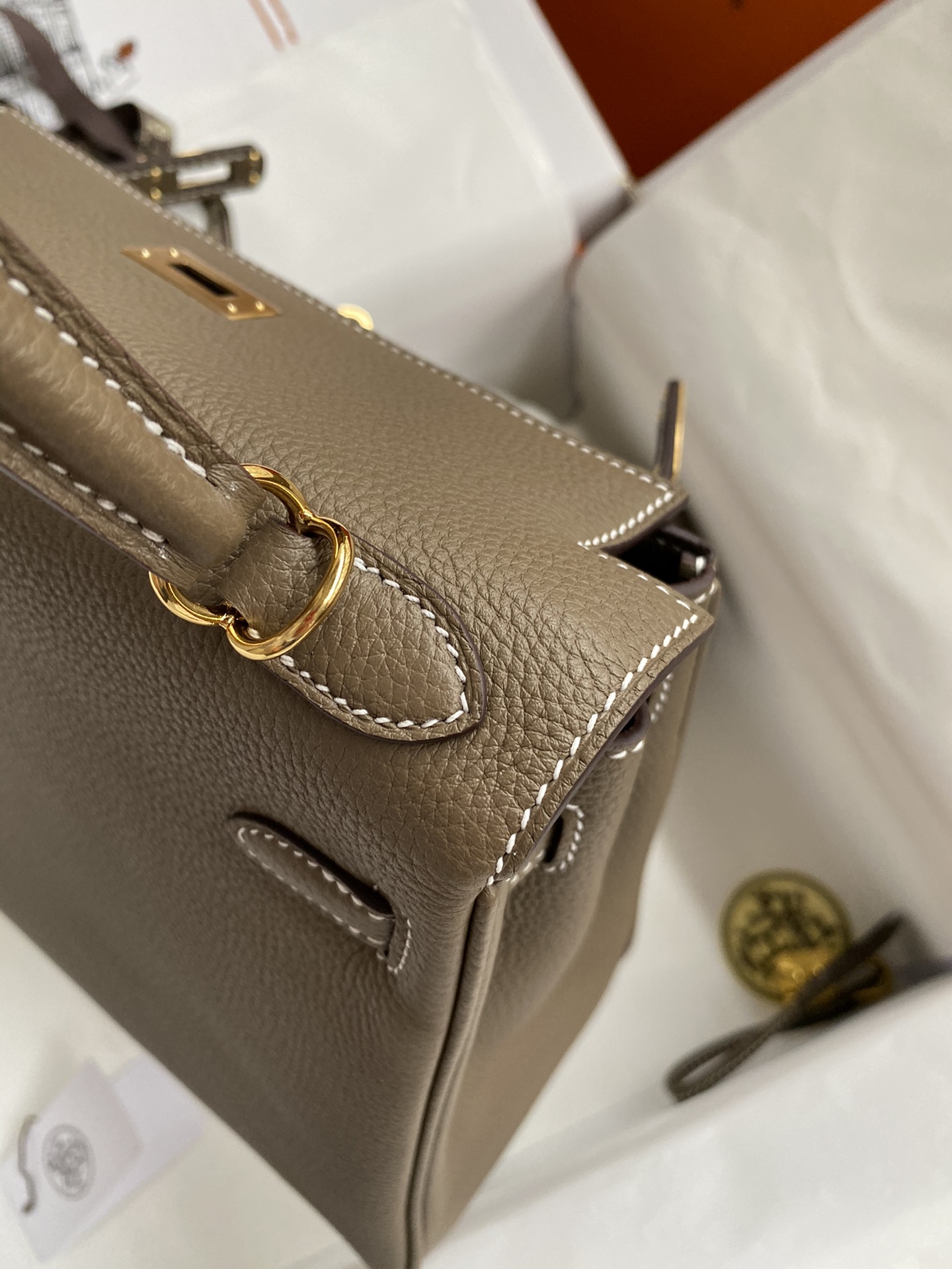 Birkin Bag 2 Elephant Gray Gold