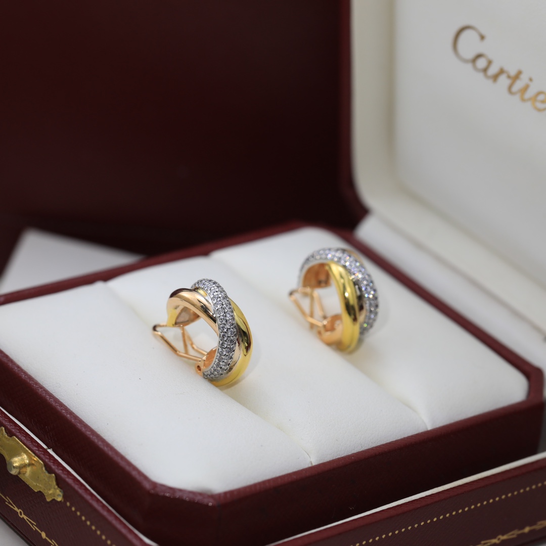 Three Rings Earrings with Diamonds