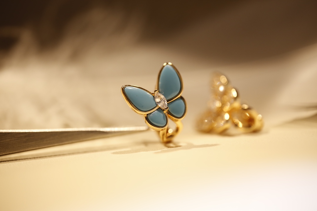 Turquoise Butterfly Earrings with Diamonds