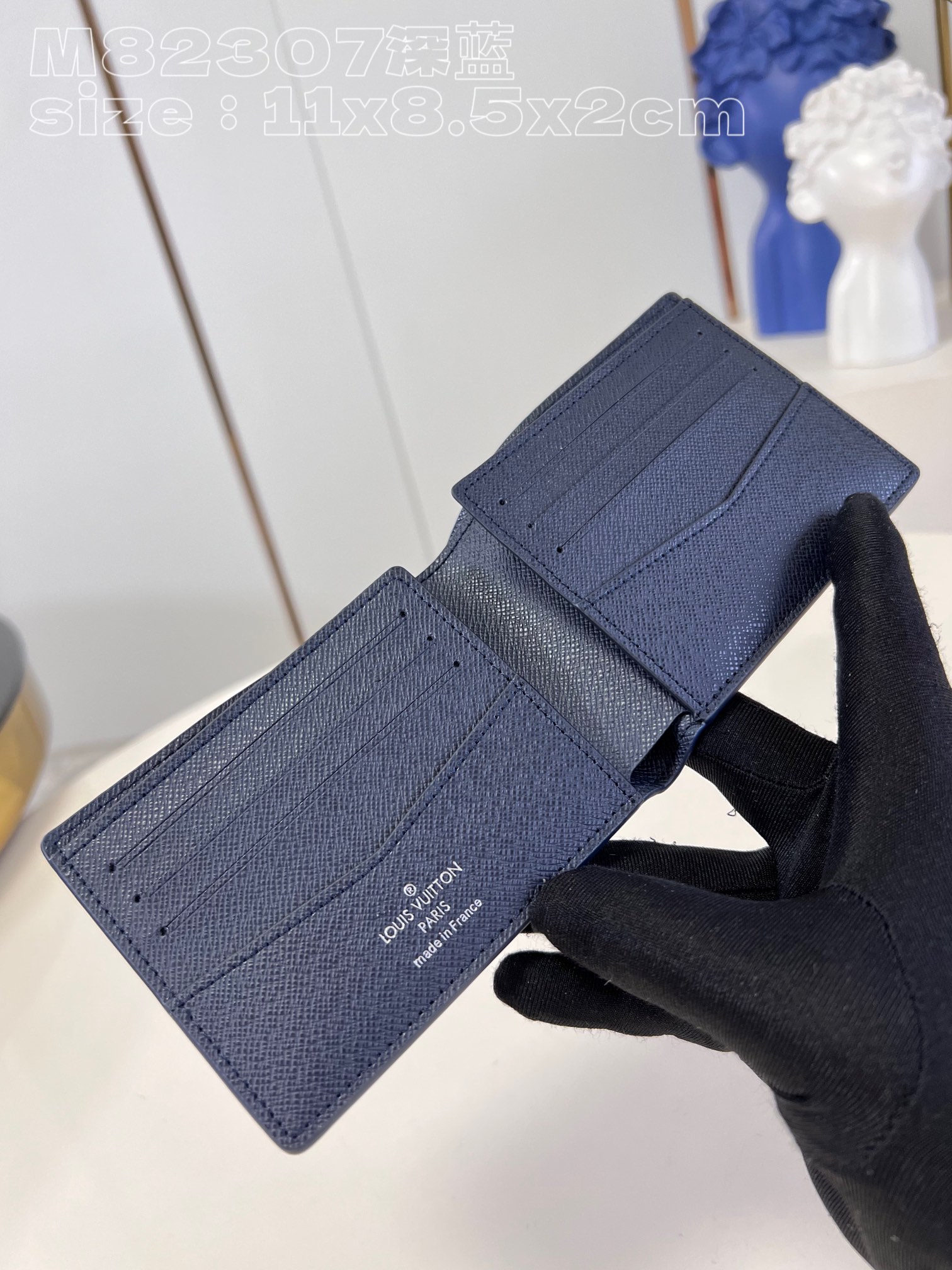 l0*is V*t0n m82307 slender bag in dark blue is crafted in crisp monogram aquagarden canvas