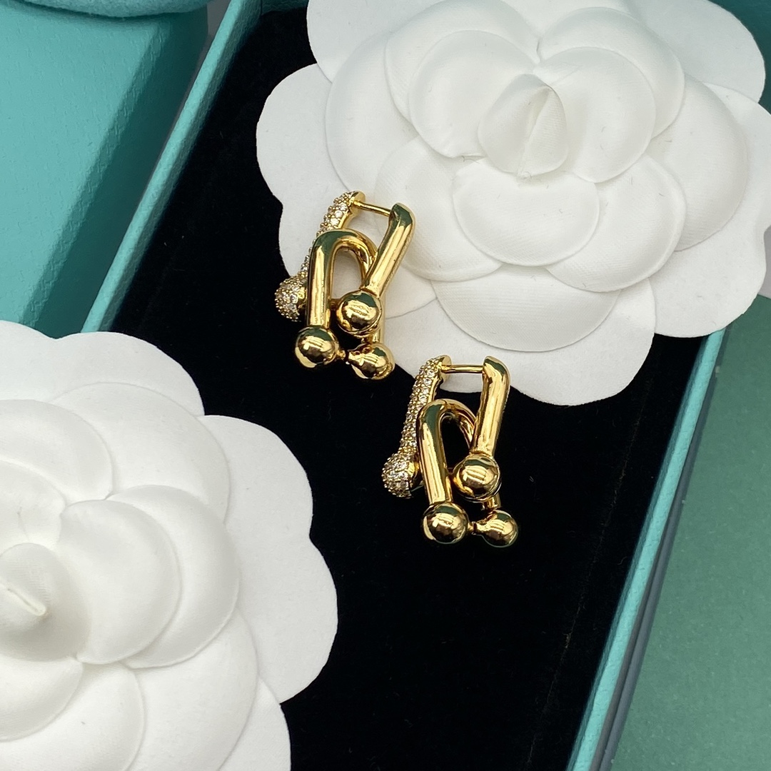 Horseshoe Clasp Earrings with Diamonds