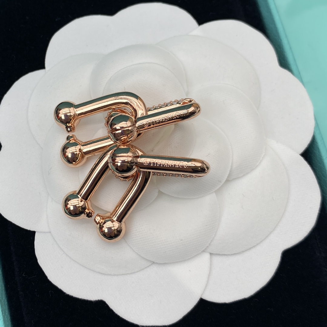 Horseshoe Clasp Earrings with Diamonds