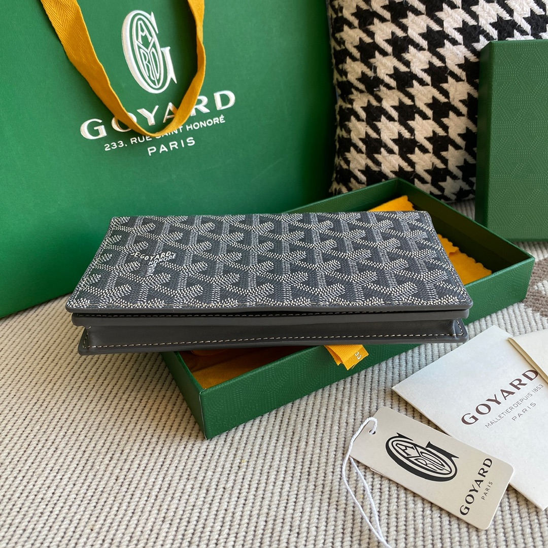 grey Go*ard richelieu wallet a long wallet that fastens with a snap fastener