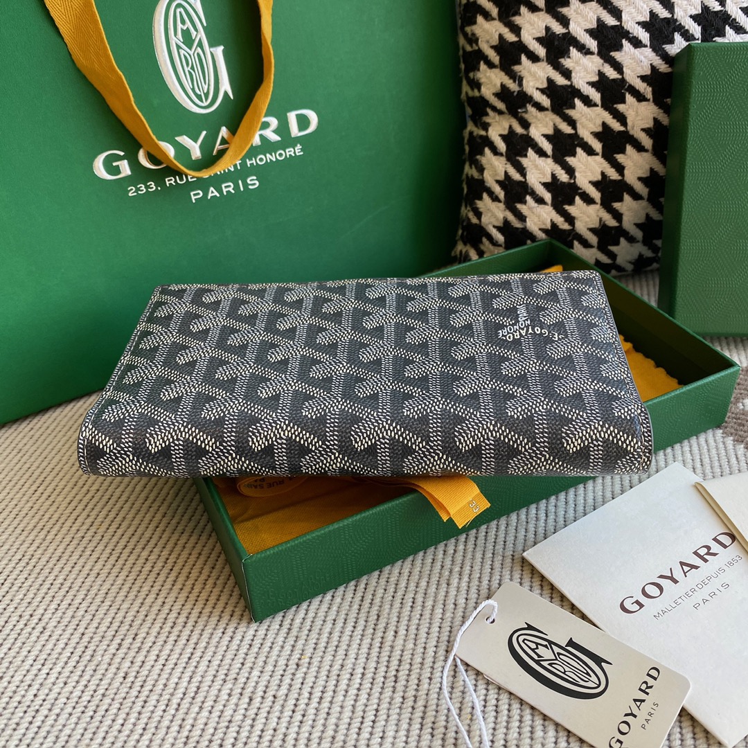 grey Go*ard richelieu wallet a long wallet that fastens with a snap fastener