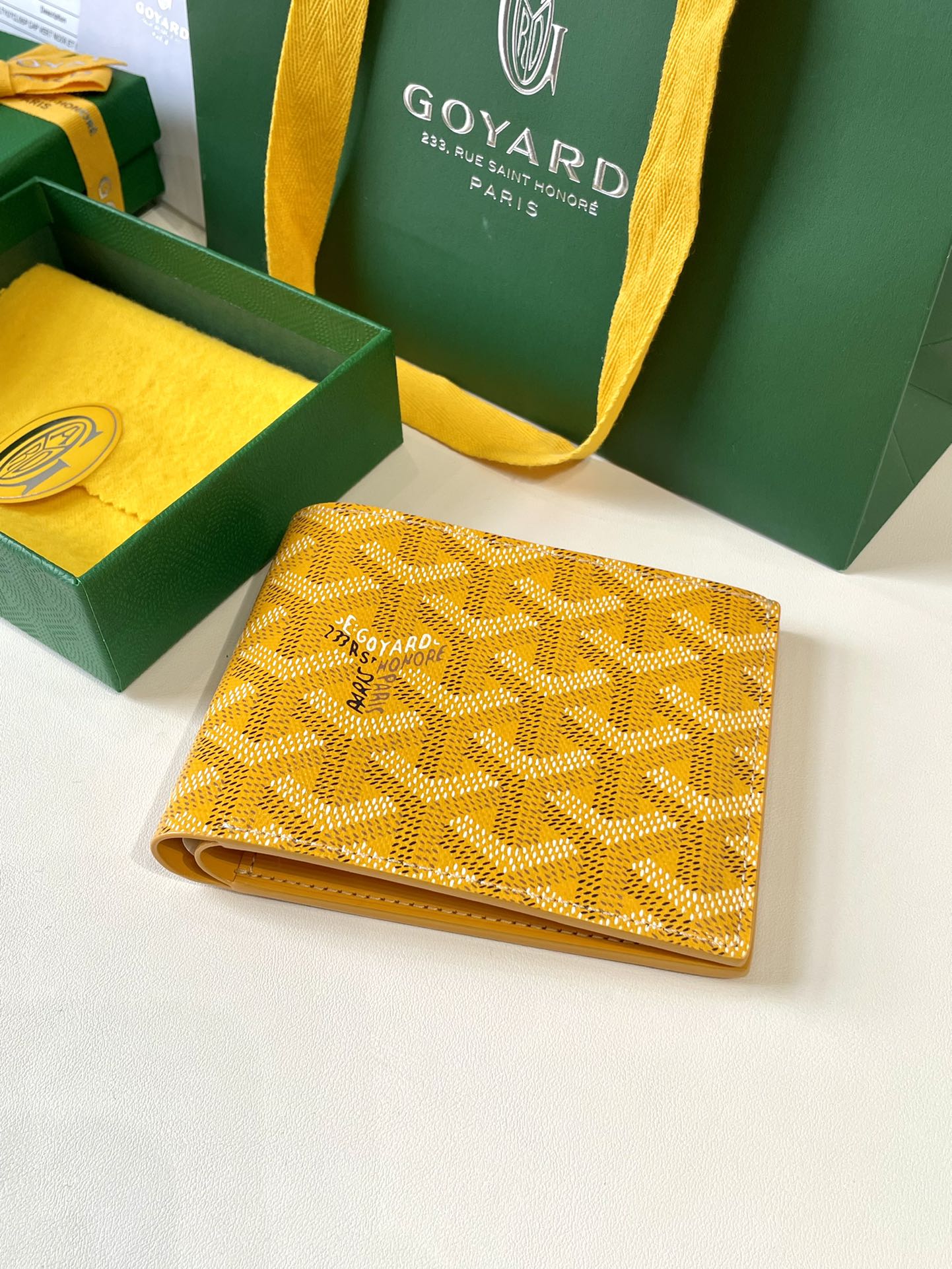 yellow Go*ard victoire wallet organising cards, papers and notes ,can be used in a bag