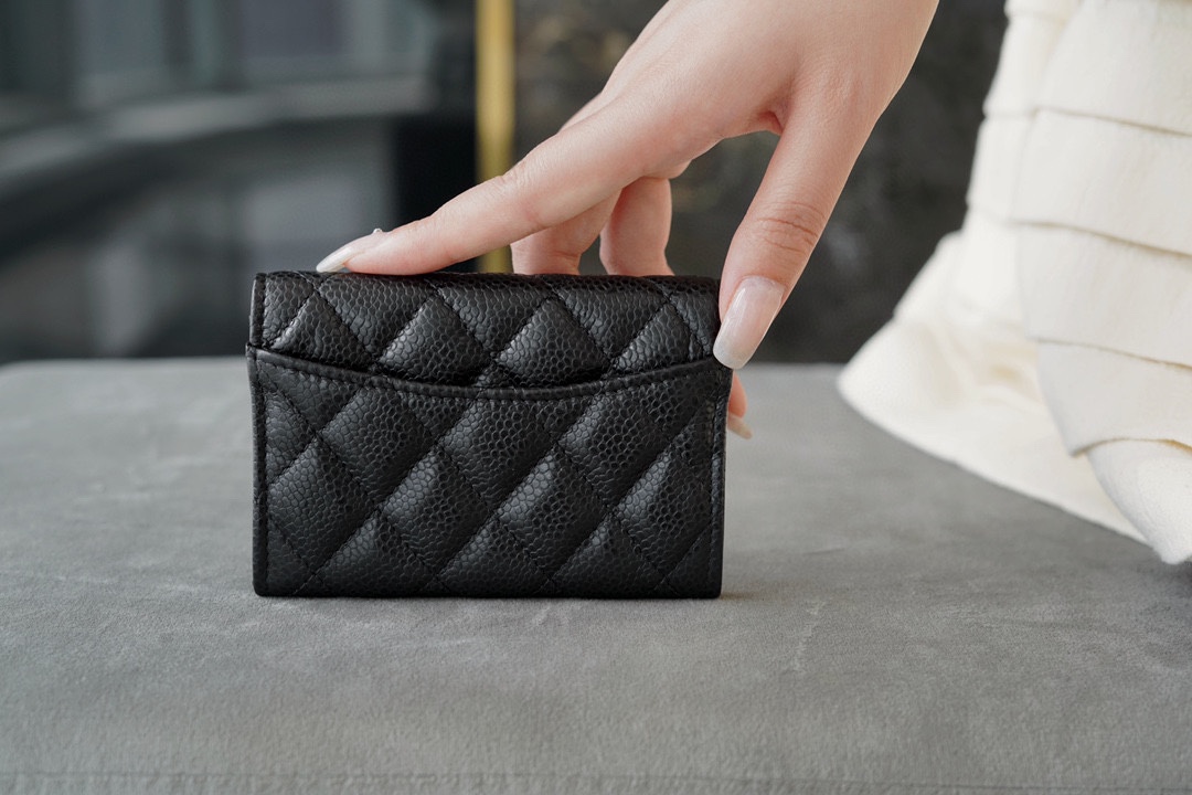 Ch*el clasicflap classic card holder (upgraded version) black and silver