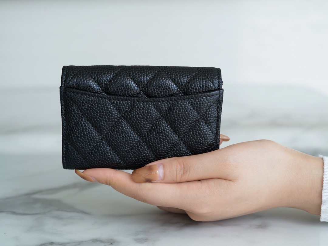 Ch*el classic card bag black gold imported from france original calfskin