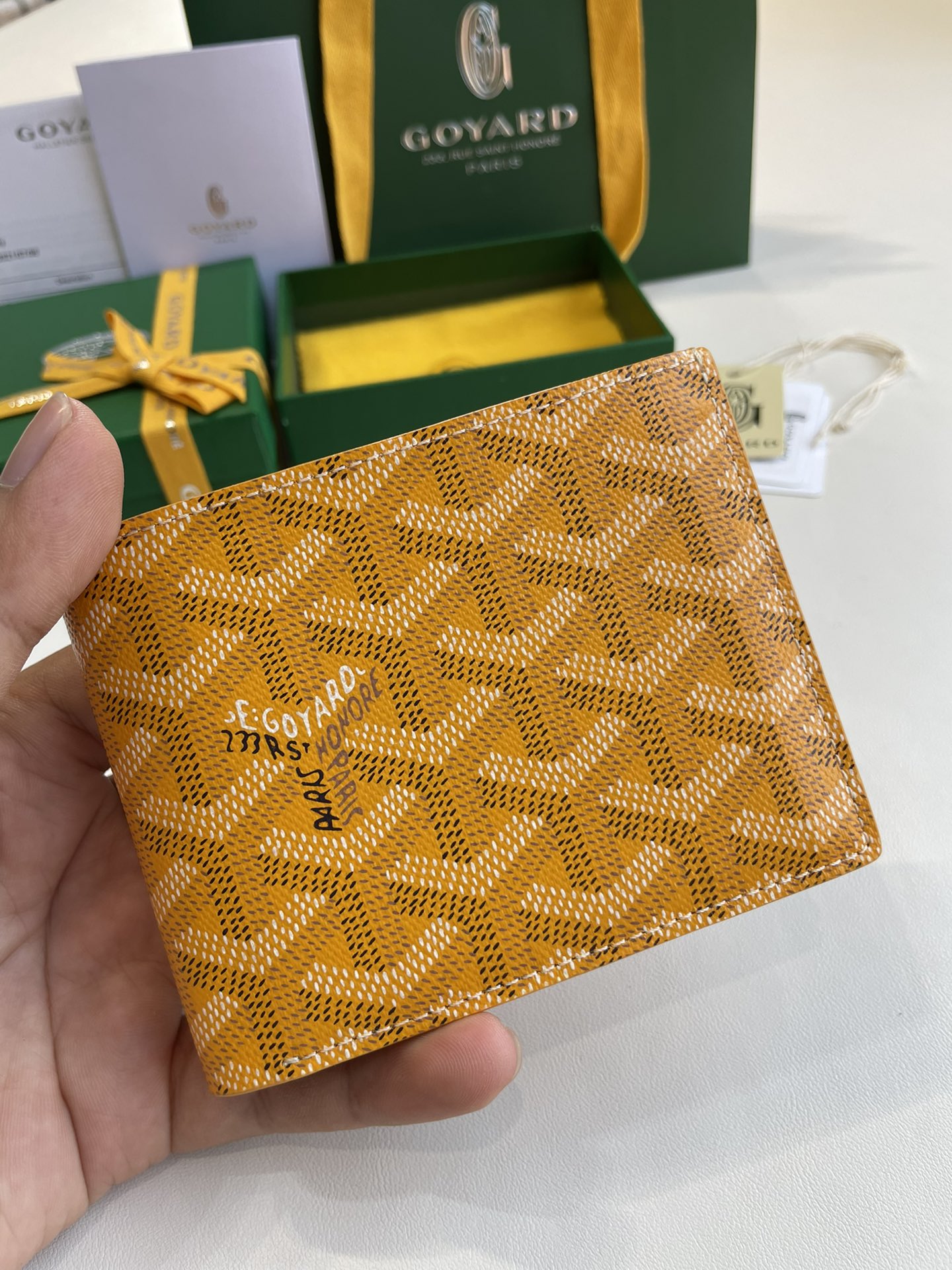 yellow Go*ard victoire wallet organising cards, papers and notes ,can be used in a bag