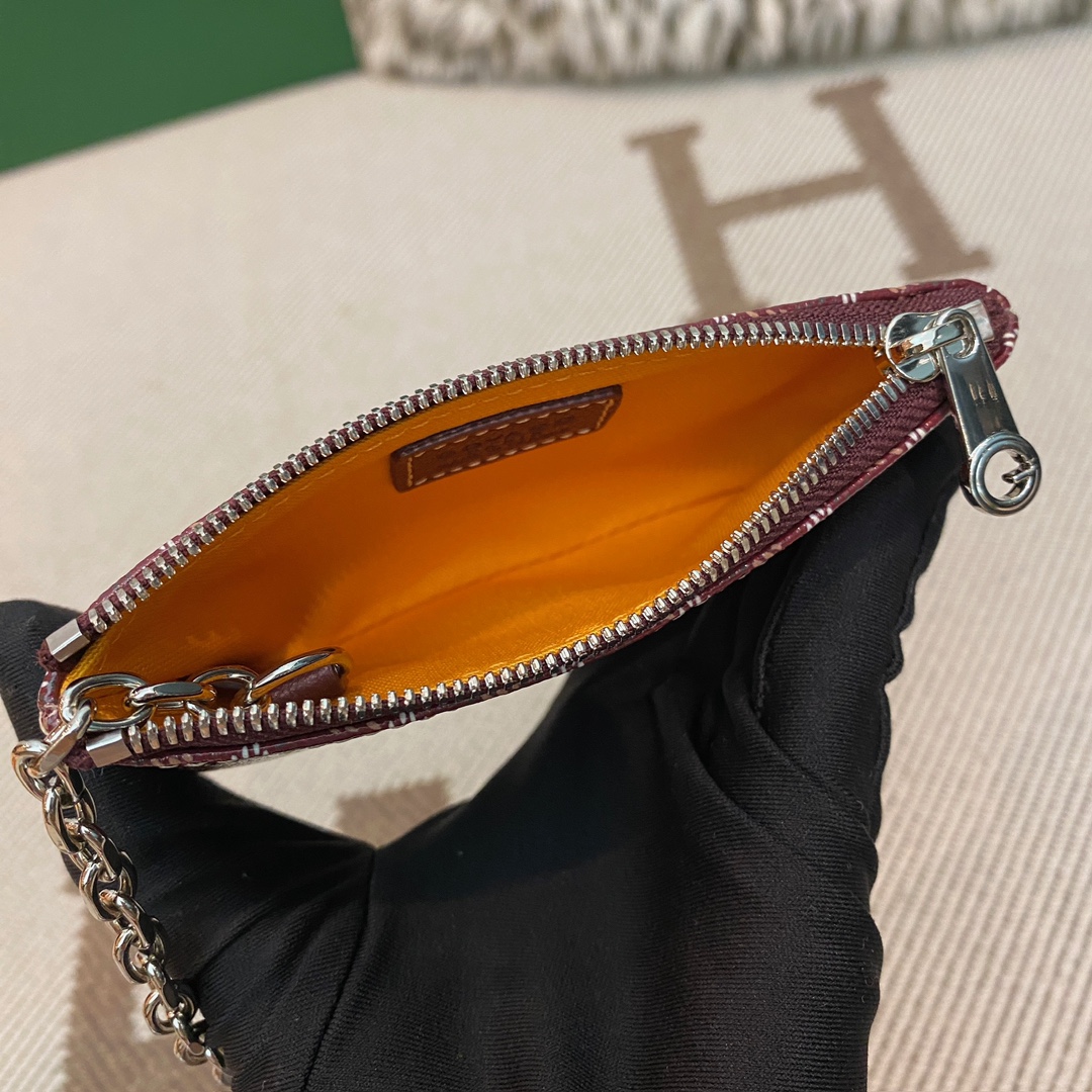 burgundy Go*ard senat nano key pouch inner d-ring and zip closing system