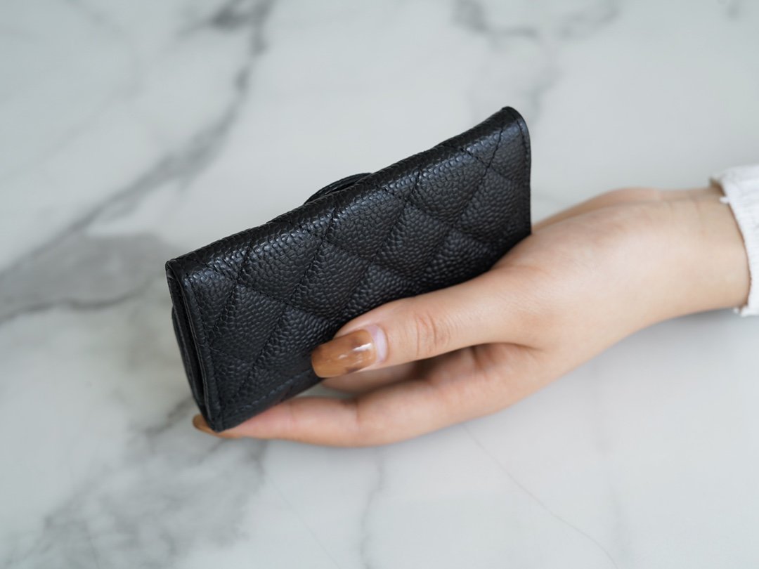 Ch*el classic card bag black gold imported from france original calfskin