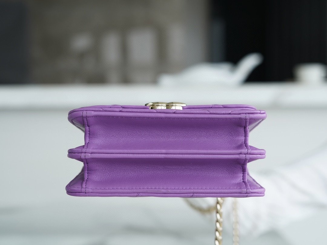 Ch*el enamel handle chain bag purple italy gr original lambskin