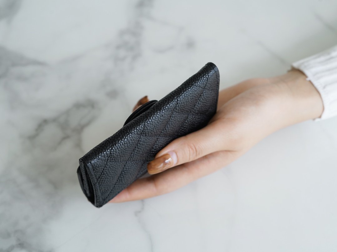 Ch*el classic card bag black silver imported from france original calfskin