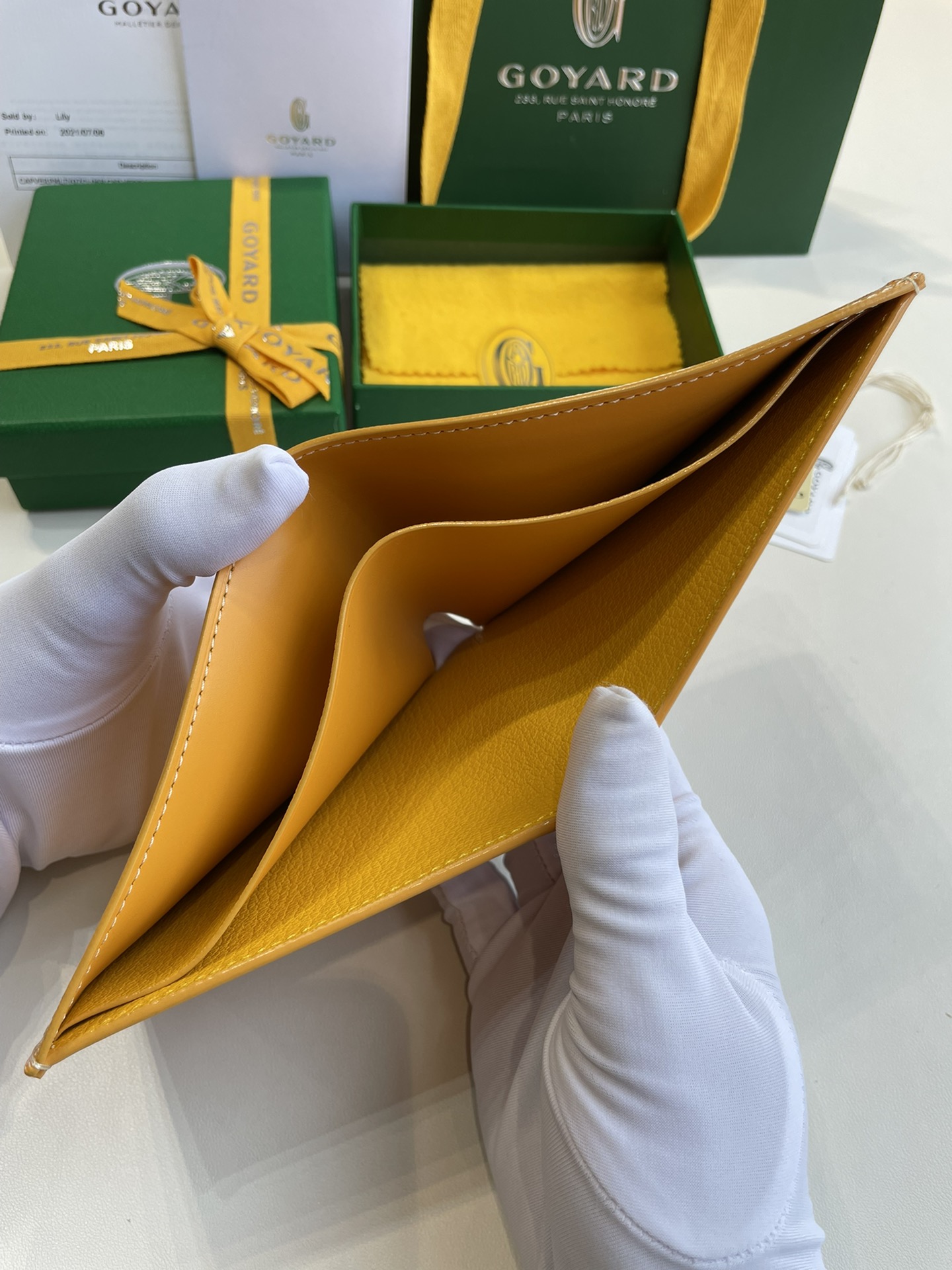 yellow Go*ard victoire wallet organising cards, papers and notes ,can be used in a bag