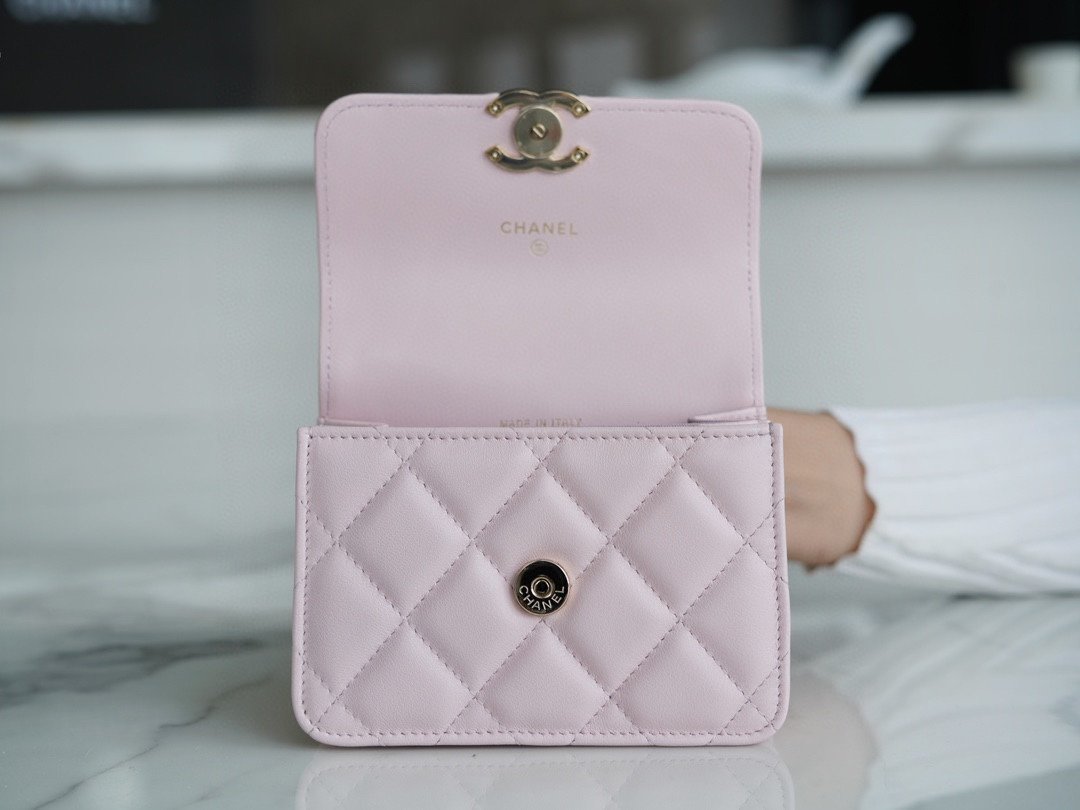 Ch*el enamel handle chain bag pink italy gr original lambskin