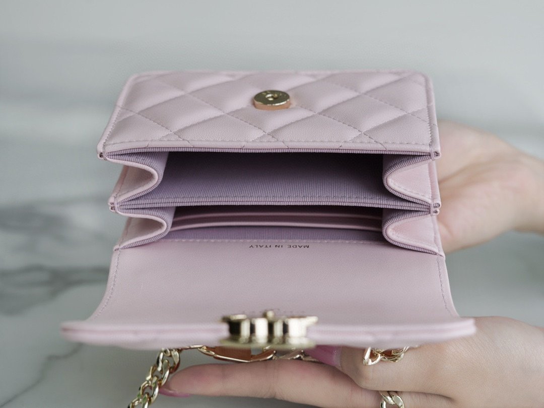 Ch*el enamel handle chain bag pink italy gr original lambskin