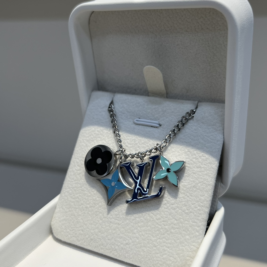 4 Flower Enamel Necklace