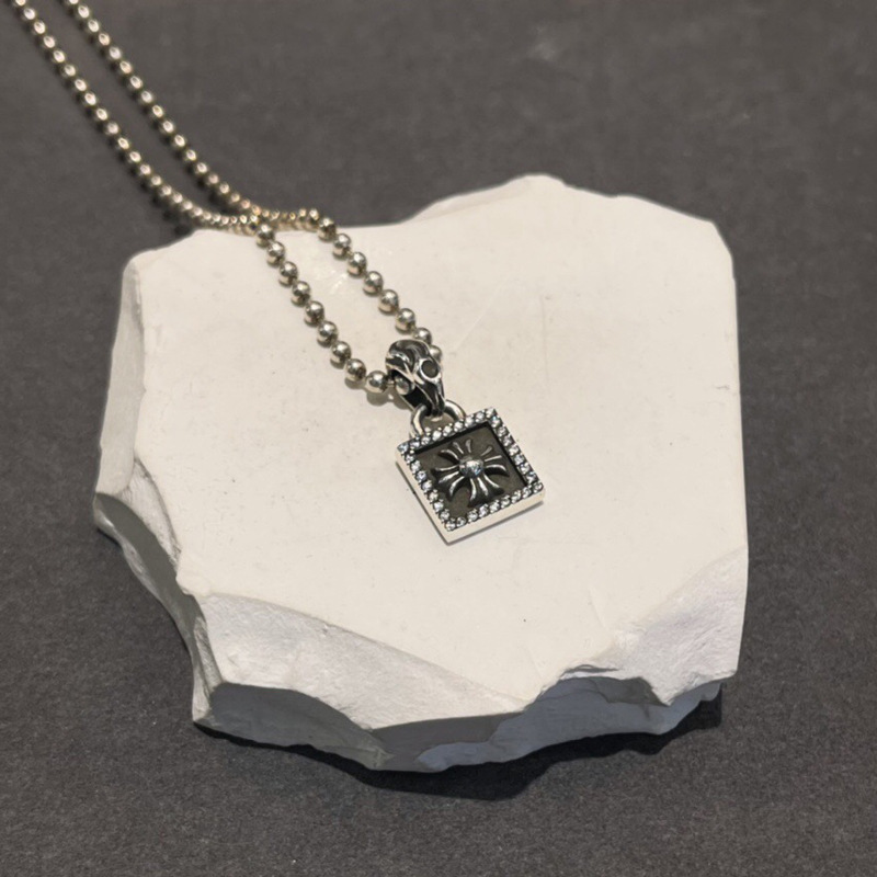 Small Square Necklace with Diamonds