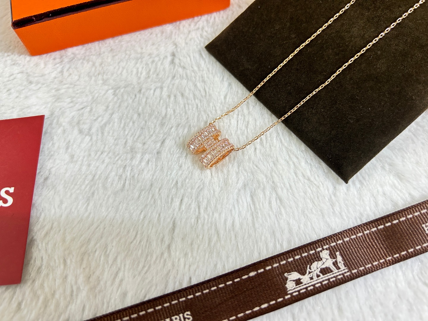 H Pendant Necklace with diamonds