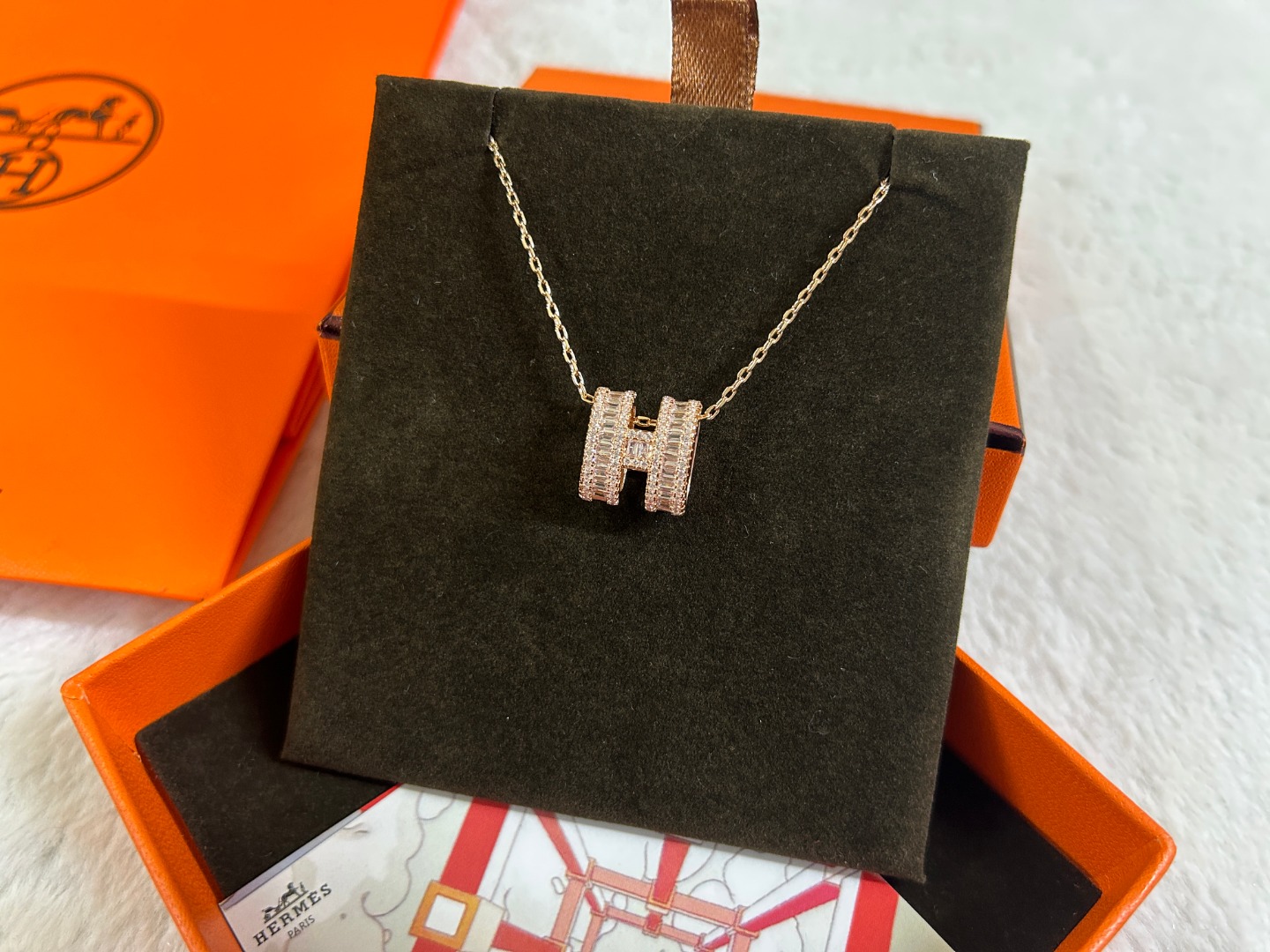 H Pendant Necklace with diamonds