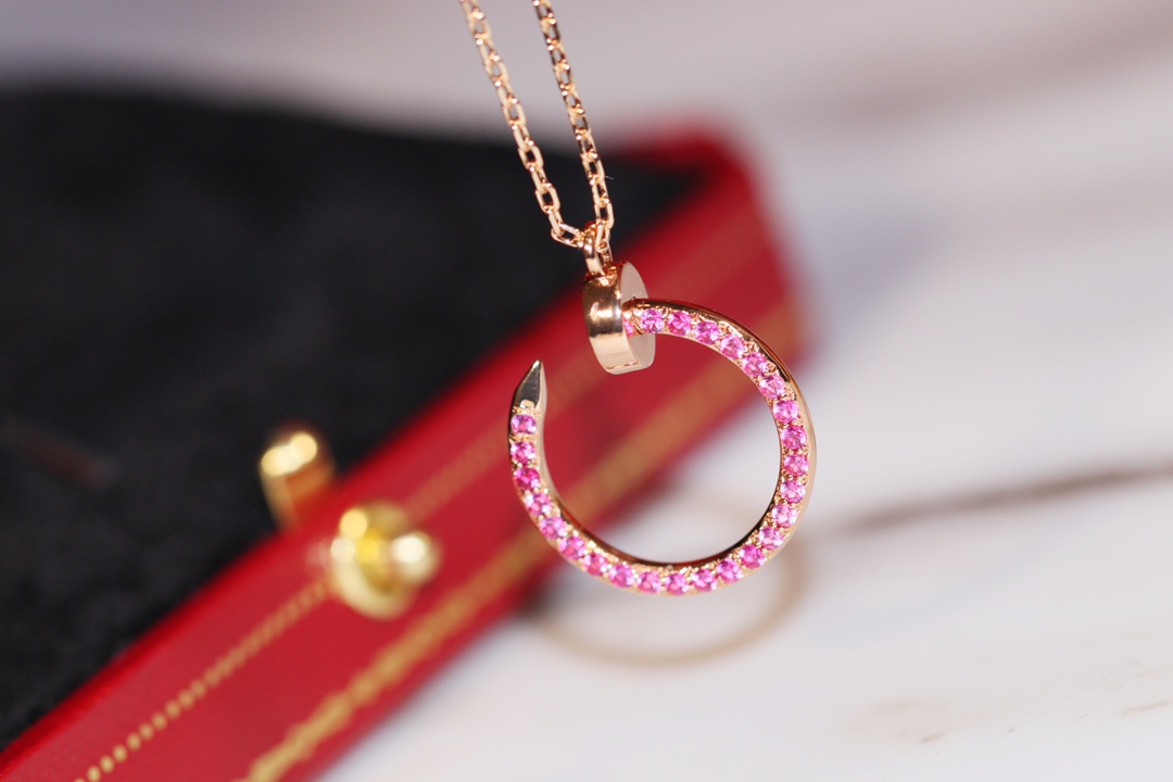 Nail Necklace with Pink Diamonds