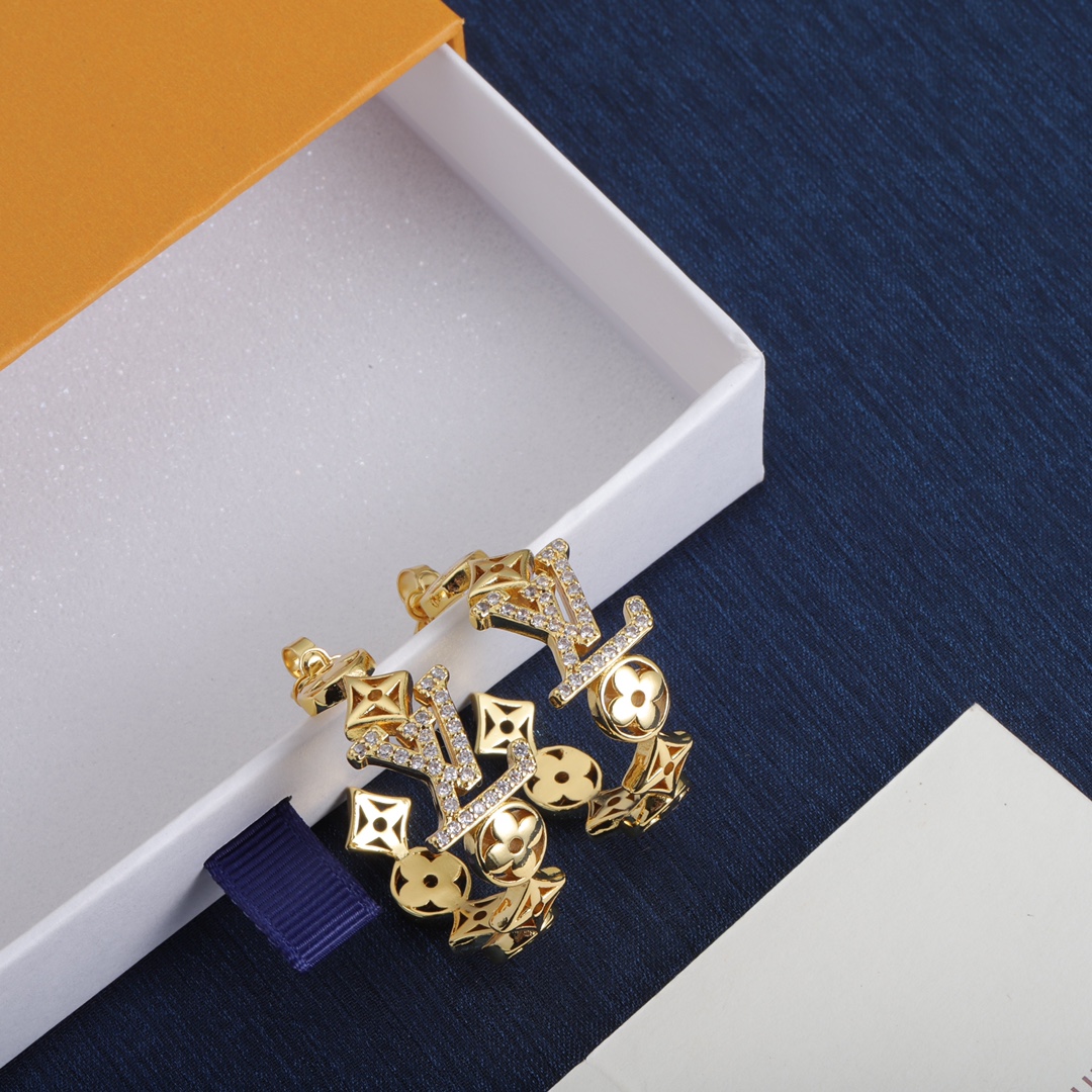 LV Word Flower Earrings with Diamonds